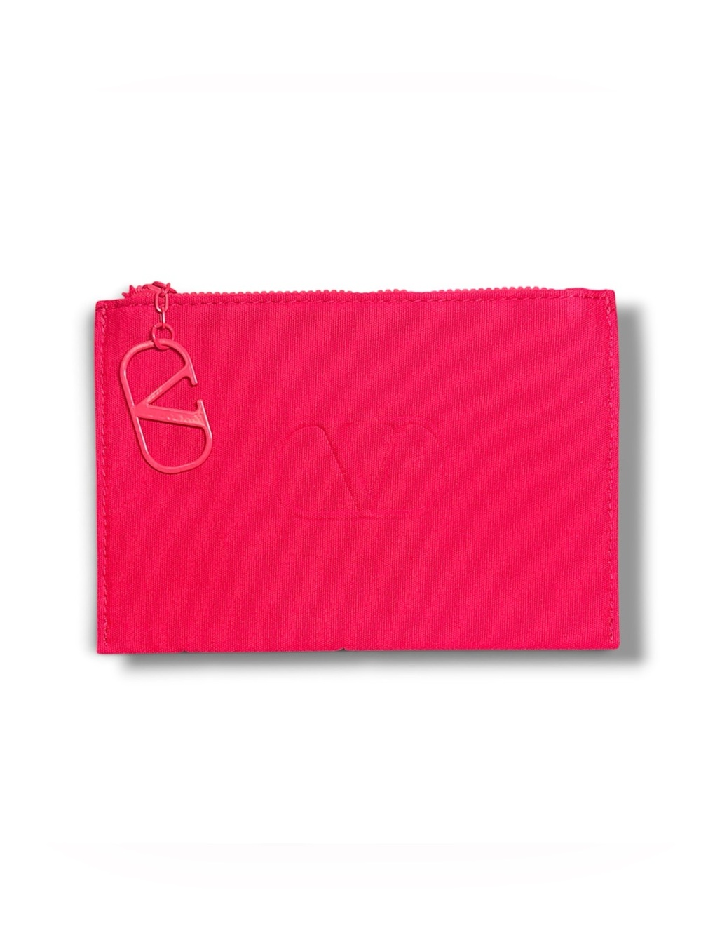 NWT Valentino Beauty Red Cotton Canvas V Logo Cosmetic Pouch Makeup Bag Travel